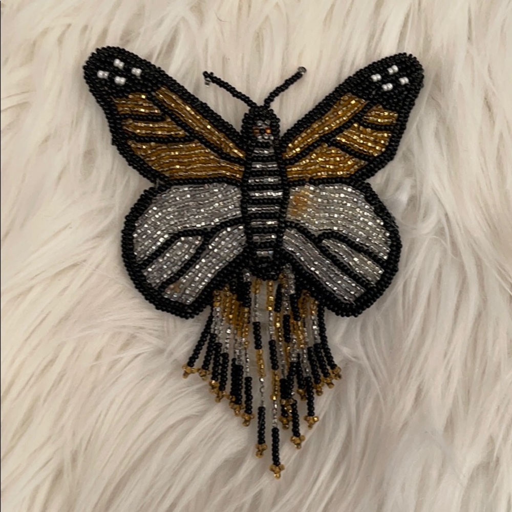 BEADED HAIR CLIP HANDMADE ? GOLD & SILVER NoTAGS